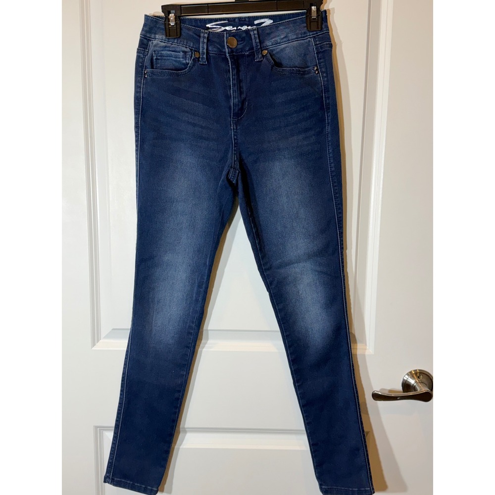 Seven7 Women's Blue Wash Skinny Jeans Size 4 distressed denim